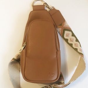 Nikki Sling Bag with Beige Aztec Strap by Pink Cove